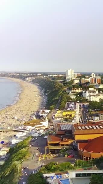 High Angle Aerial Footage Bournemouth Beach England United Kingdom — Stock Video