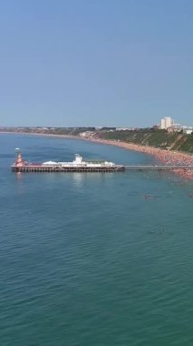 İngiltere 'nin Bournemouth Sahili Yüksek Açılı Hava Görüntüsü
