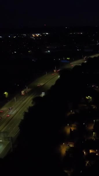 Ngiltere Ngiltere Luton Temmuz 2022 British Roads City Gece Görüşü — Stok video
