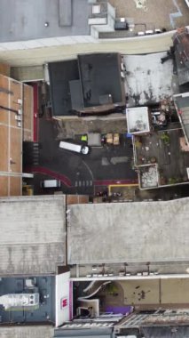 Aerial view high angle footage of modern car park in the building and roof top at City centre of Luton Town of England UK