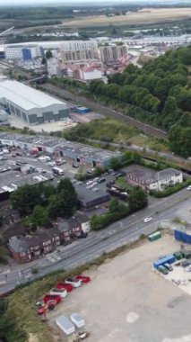 Aerial view high angle footage of modern car park in the building and roof top at City centre of Luton Town of England UK