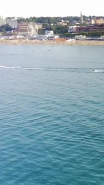 İngiltere 'nin Bournemouth Sahili Yüksek Açılı Hava Görüntüsü