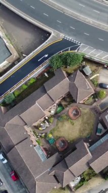 Hava görüntüleri yüksek açılı Drone 'un şehir manzarası ve İngiltere' nin manzarası Büyük Britanya İHA 'sının görüntüleri