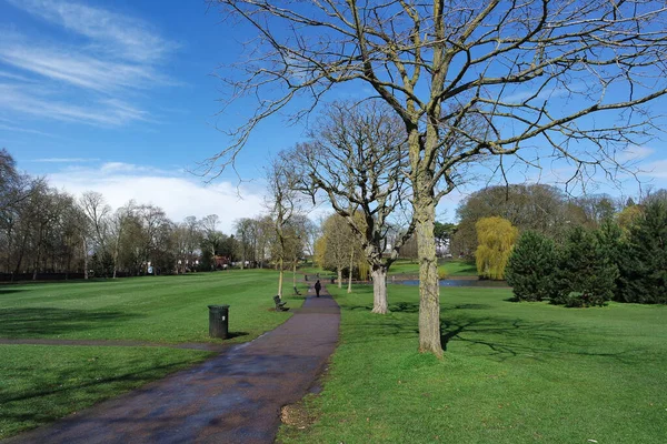 stock image Local Public Park and Beautiful Trees a Clear and Cold Day of March 2023 at Luton Town of England UK.