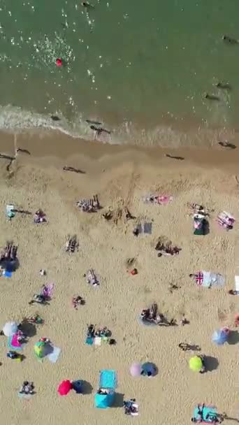 High Angle Aerial Filmación Bournemouth Beach England Reino Unido — Vídeo de stock