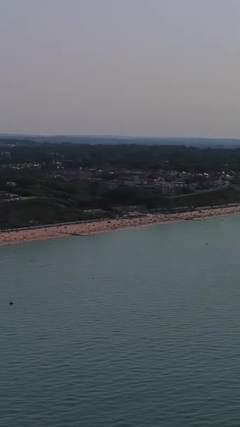 Best Aerial Footage British Ocean Beach Bournemouth City England Drone — Stock Video