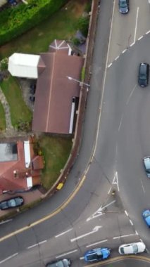 İngiltere 'de İngiliz Karayolları ve Trafik Yüksek Açı Hava Görüntüsü