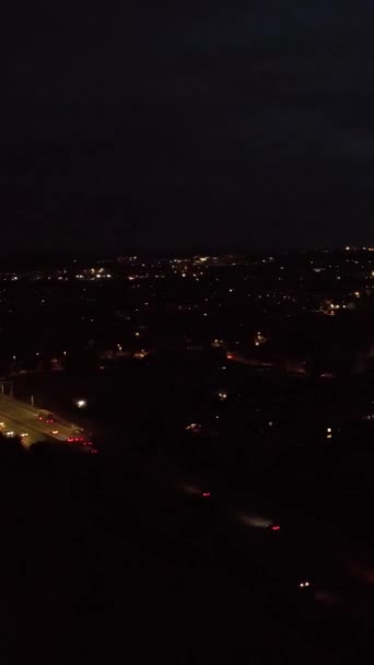 Vedere Aeriană Superbă Orașului Luton Din Anglia Timp Noapte Imagini — Videoclip de stoc