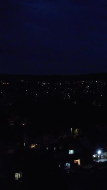 Υπέροχη Εναέρια Θέα Της Πόλης Luton Της Αγγλίας Νύχτα Υψηλής — Αρχείο Βίντεο