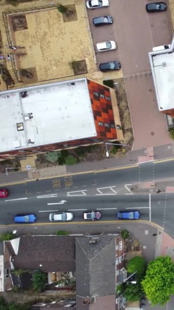 High Angle Aerial View British Roads Traffic Inglês — Vídeo de Stock