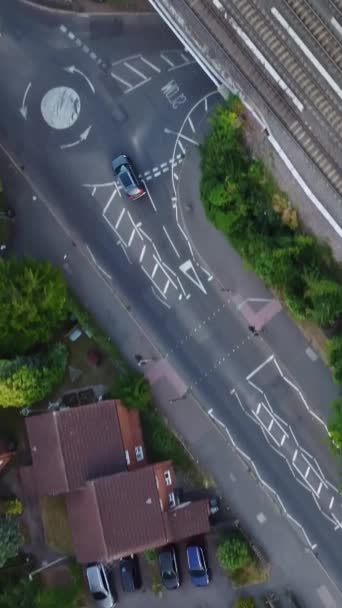 High Angle Aerial View British Roads Traffic England — Stockvideo