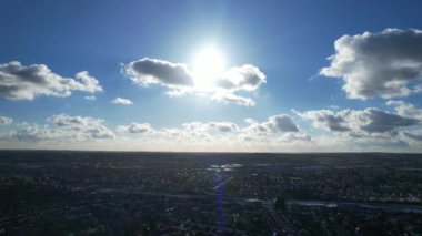 Dramatic Sky and Moving Clouds over Luton Town of England. British City