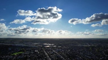 Dramatic Sky and Moving Clouds over Luton Town of England. British City