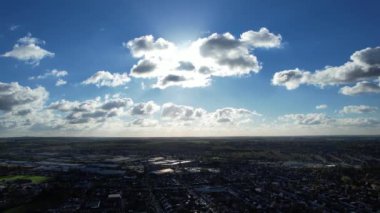 Dramatic Sky and Moving Clouds over Luton Town of England. British City