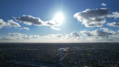 Dramatic Sky and Moving Clouds over Luton Town of England. British City