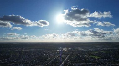 Dramatic Sky and Moving Clouds over Luton Town of England. British City