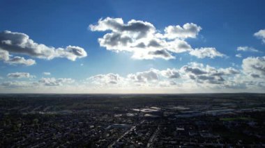 Dramatic Sky and Moving Clouds over Luton Town of England. British City