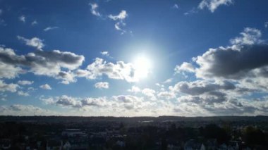 Dramatic Sky and Moving Clouds over Luton Town of England. British City