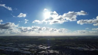Dramatic Sky and Moving Clouds over Luton Town of England. British City