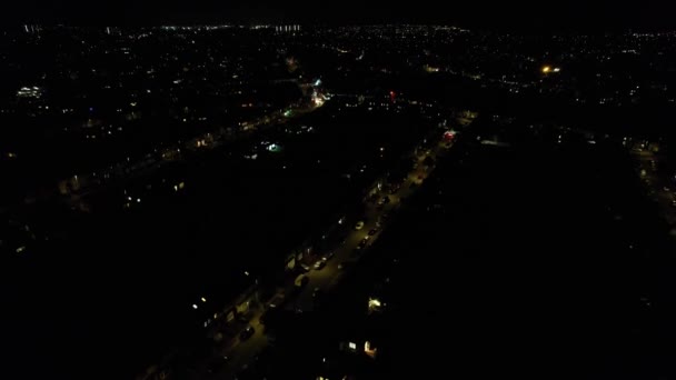 Wspaniały Widok Lotu Ptaka Miasto Luton Nocy Nagranie Kamery Drona — Wideo stockowe