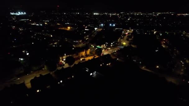 Gorgeous Aerial View Luton Town England Night High Angle Footage — Stock Video
