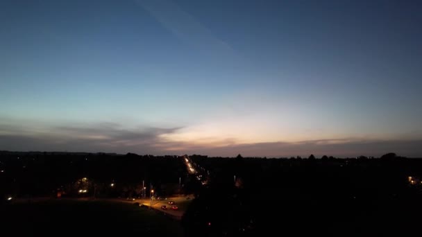 Красивий Вигляд Лутон Таун Англії Вночі Кадри Високому Куті Знімають — стокове відео