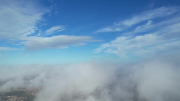 Воздушный Вид Утренние Драматичные Облака — стоковое видео