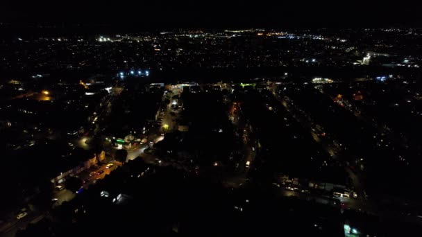 Εναέρια Άποψη Της Πόλης Νύχτα — Αρχείο Βίντεο