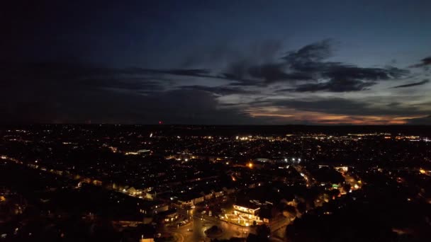 Vista Aérea Ciudad Por Noche — Vídeo de stock
