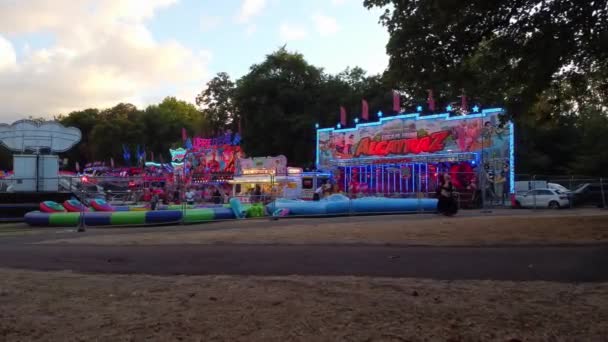 High Angle View Public Funfair Held London Luton England Aerial — Stock Video