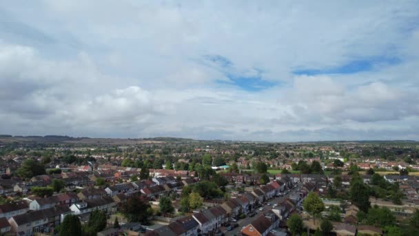 Nubes Lluvia Sobre Ciudad Británica Vista Diurna Cámara Para Drones — Vídeos de Stock