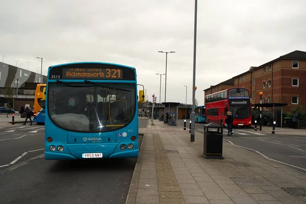 stock image Luton Central Bus Station at Main Railway Station of Downtown Luton City of England Great Britain