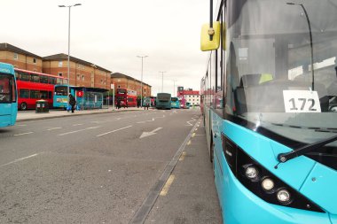 Luton Central Bus Station at Main Railway Station of Downtown Luton City of England Great Britain clipart