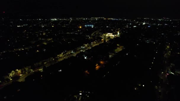 Letecké Záběry Osvíceného Britského Města Luton Při Západu Slunce Během — Stock video