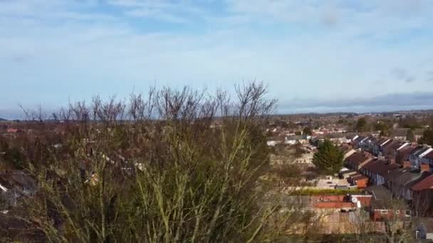 Vacker High Angle View British City Dramatisk Molnig Dag Luton — Stockvideo