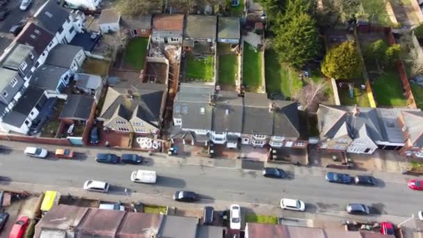 Vacker High Angle View British City Dramatisk Molnig Dag Luton — Stockvideo