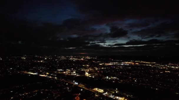 High Angle Footage Der Beleuchteten Stadt Bei Nacht — Stockvideo