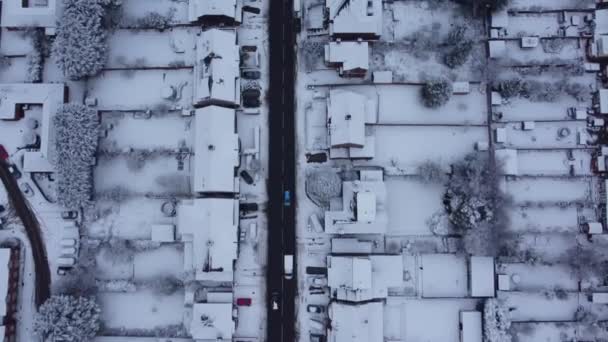 Hoge Hoek Beelden Van Mooie Britse Stad Sneeuwval — Stockvideo