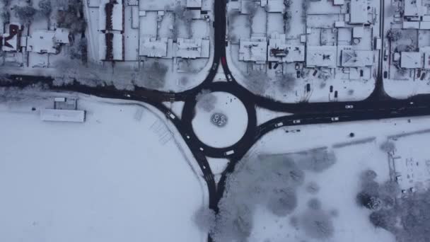 Wysoki Kąt Nagrywanie Piękne Brytyjskie Miasto Śniegu Fall — Wideo stockowe