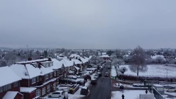Filmagem Ângulo Alto Bela Cidade Britânica Após Queda Neve — Vídeo de Stock