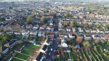Aerial view of North Luton City Residential Buildings and houses at Great Britain