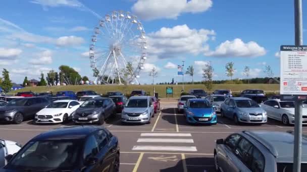 Luchtfoto Van Enorme Big Car Parking Bij Willen Meer Luchtfoto — Stockvideo