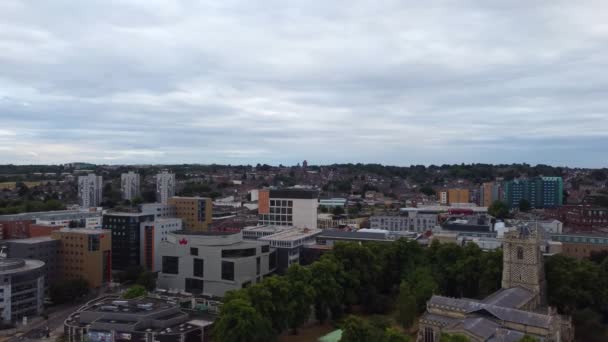 Beautiful High Angle View British City Dramatic Cloudy Day Luton — стокове відео