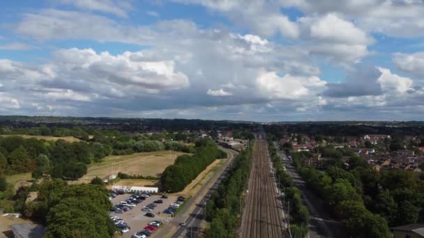 Съемка Воздуха Высоты Беспилотника Лондон Лутон Сити Англия Зданиями — стоковое видео