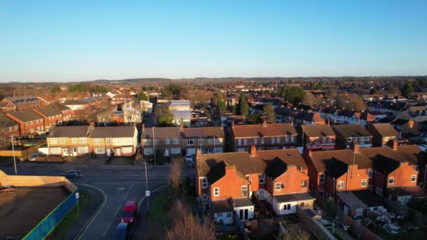 Vue Angle Haut Des Maisons Résidentielles Anglais Caméra Drone Vue — Video