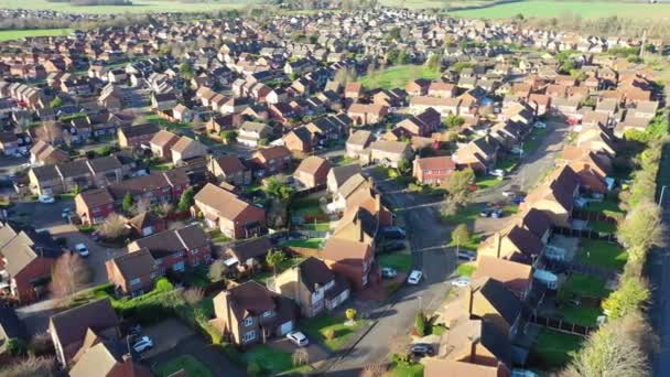 Luchtfoto Van Het Stadscentrum Gebouwen Luton Town England Drone High — Stockvideo