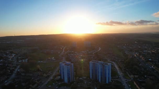 Aerial View City Centre Buildings Luton Town England Drones High — 비디오