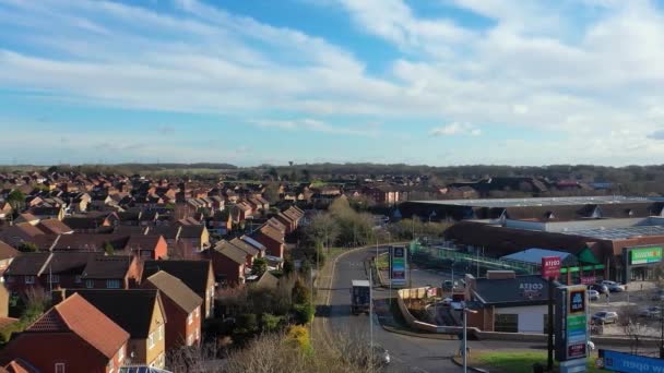 Luchtfoto Van Het Stadscentrum Gebouwen Luton Town England Drone High — Stockvideo