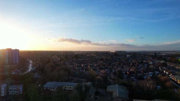 英国Luton Town England Drone High Angle Editorial Footage城市中心与建筑的空中景观 — 图库视频影像