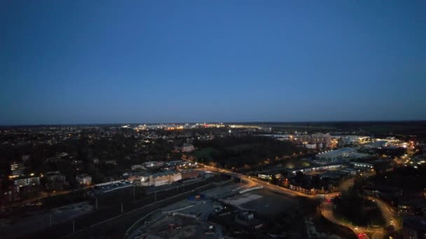 England Luton Dubna 2023 Letecké Záběry Osvětleného Britského Města Luton — Stock video